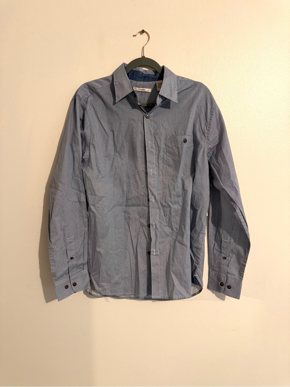 NWT Mens M Moda Campia Sporto Blue Button-Up Dress Shirt: long sleeve business